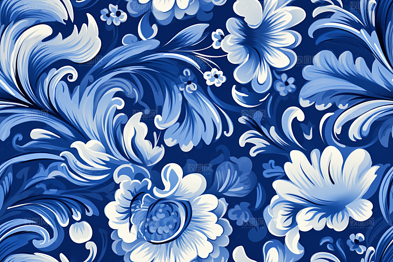 青花瓷纹样国画艺术底纹