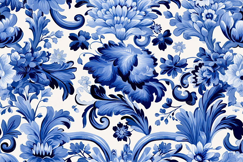 青花瓷纹样中国风国画底纹