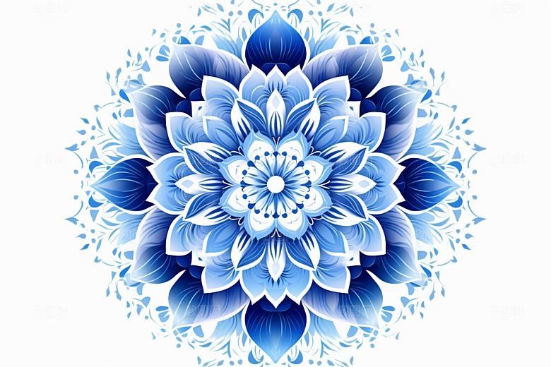 青花瓷纹样艺术工笔画底纹
