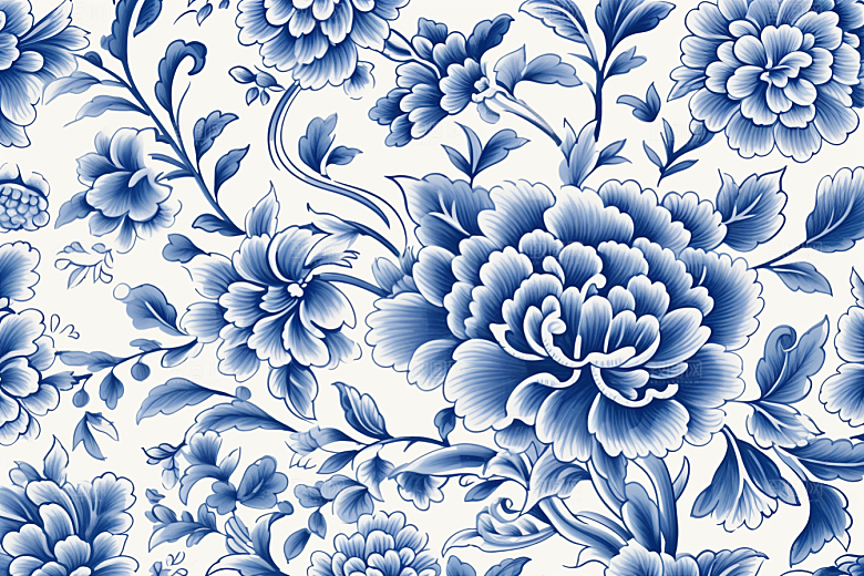 青花瓷纹样工笔画艺术底纹
