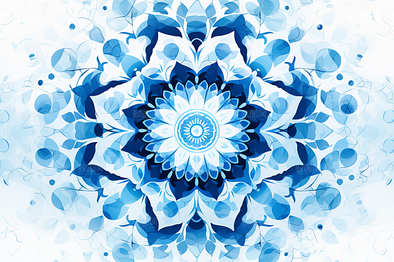 青花瓷纹样唯美国画底纹