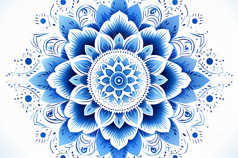 青花瓷纹样中式国画底纹