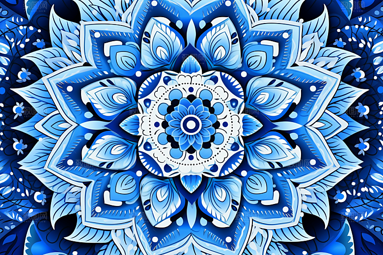 青花瓷纹样国画中国传统底纹