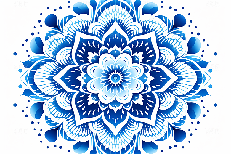 青花瓷纹样国画花卉底纹