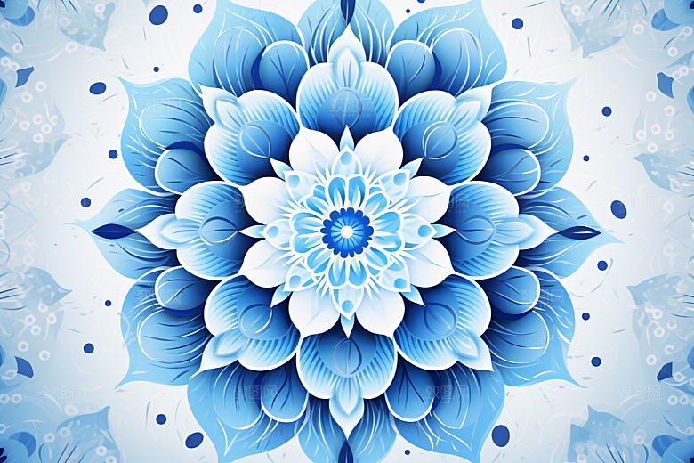 青花瓷纹样艺术工笔画底纹