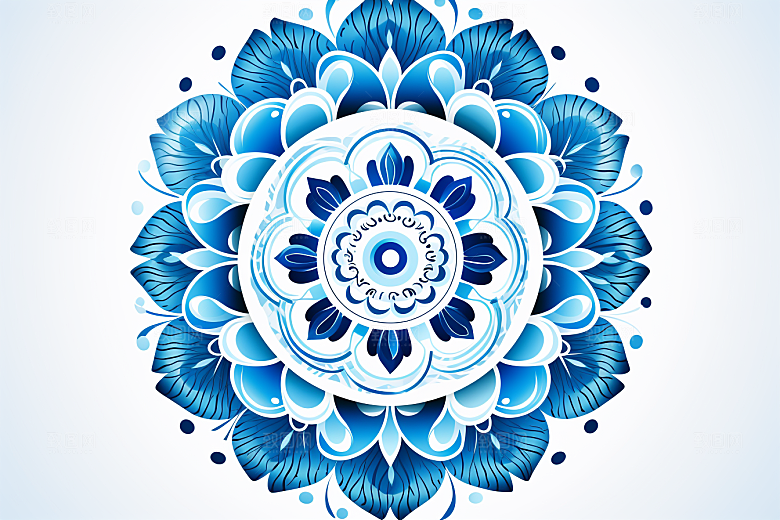青花瓷纹样花卉国画底纹