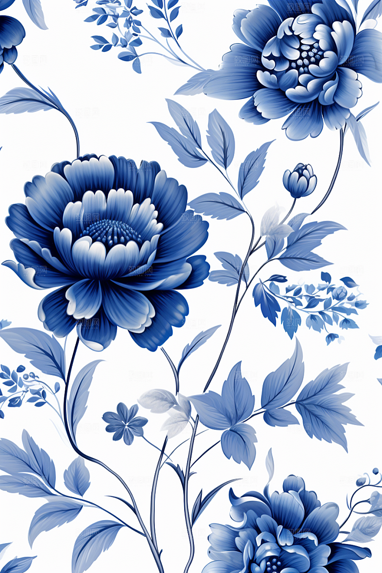 青花瓷纹样国画艺术底纹