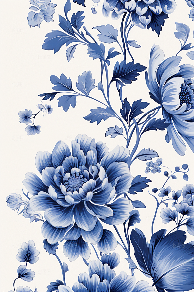 青花瓷纹样中式中国风底纹