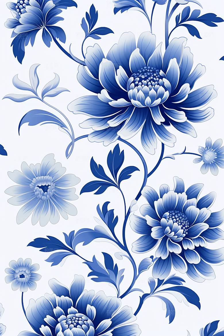 青花瓷纹样中国传统工笔画底纹