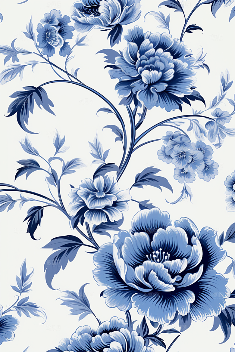 青花瓷纹样中国传统花卉底纹