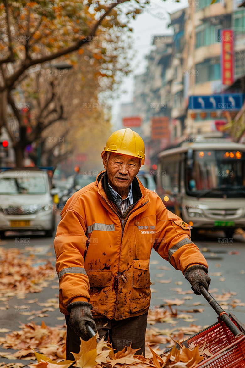 清洁工劳作劳动摄影图