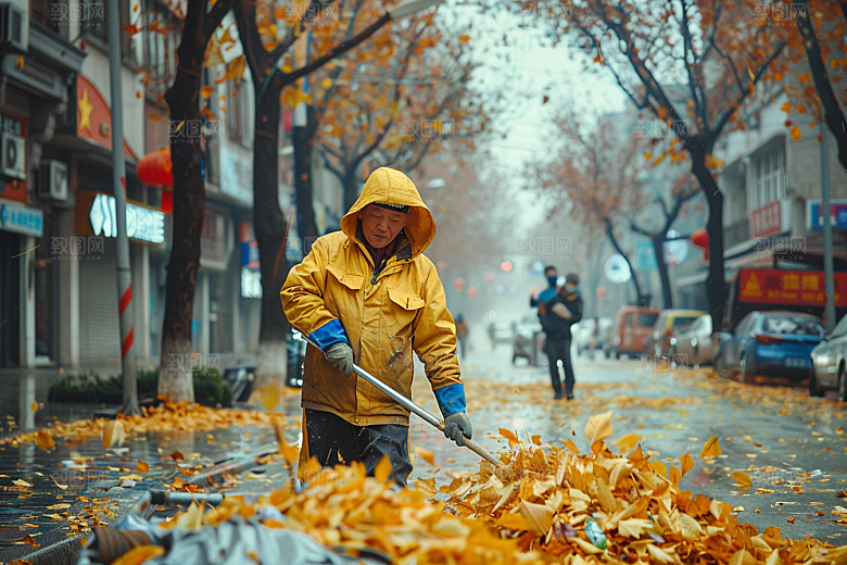 清洁工劳作环卫工摄影图