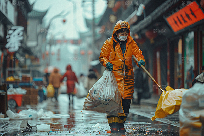 清洁工工作劳作摄影图