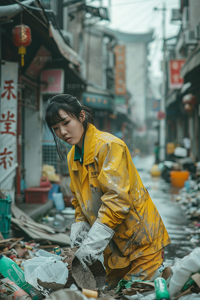 清洁工劳动工作摄影图