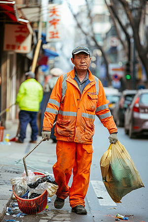 清洁工劳作工作摄影图