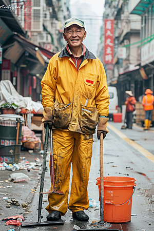清洁工致敬劳动者人物摄影图