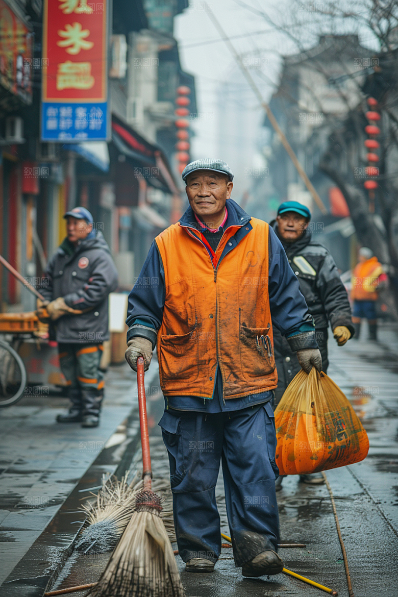 清洁工致敬劳动者劳作摄影图