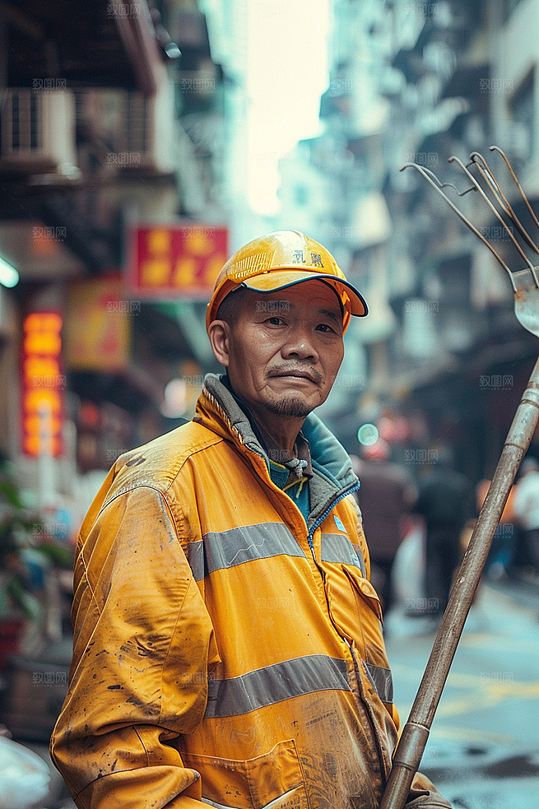 清洁工劳动辛苦摄影图