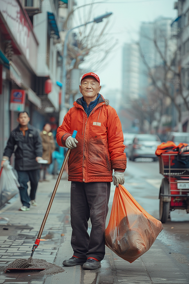 清洁工环卫工工作摄影图