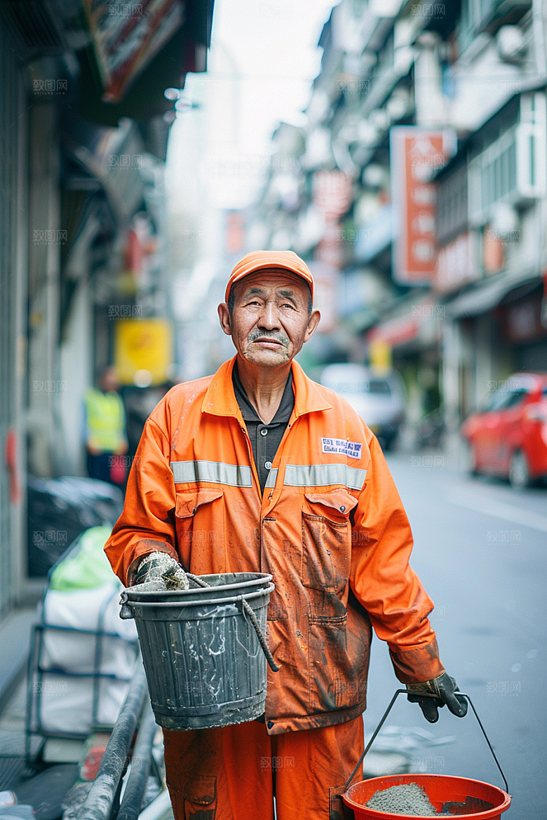 清洁工五一工作摄影图