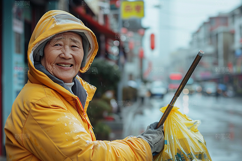 清洁工清扫路面五一摄影图