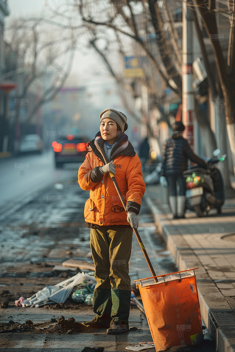 清洁工人物劳作摄影图