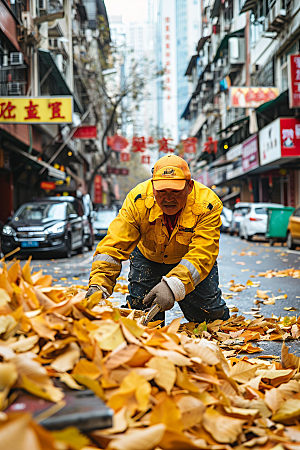 清洁工劳作人物摄影图