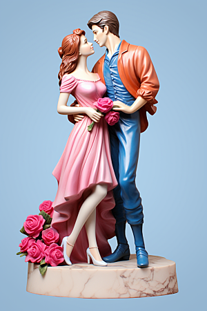 情侣玩偶3D浪漫模型