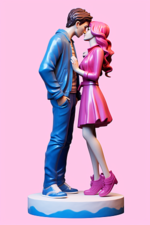 情侣玩偶3D情人节模型