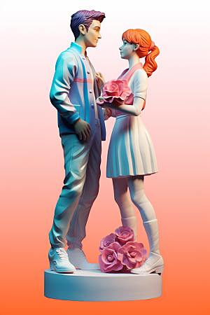情侣玩偶甜蜜3D模型