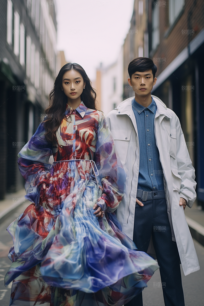 情侣肖像街拍服装广告摄影图