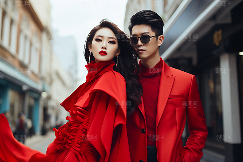 情侣肖像情侣装服装广告摄影图