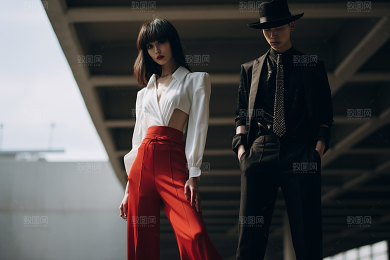 情侣肖像帅气时尚广告摄影图