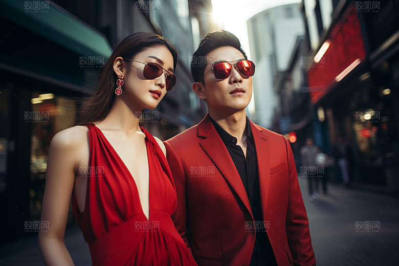 情侣肖像帅气服装广告摄影图
