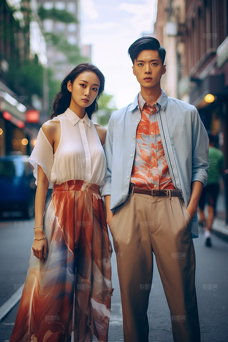 情侣肖像服装街拍广告摄影图