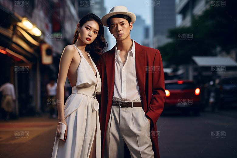 情侣肖像时尚街拍广告摄影图