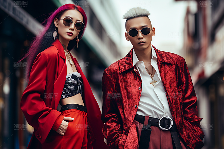 情侣肖像时尚街拍广告摄影图