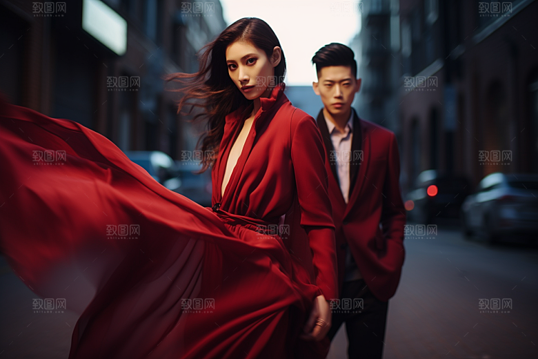 情侣肖像服装时尚广告摄影图