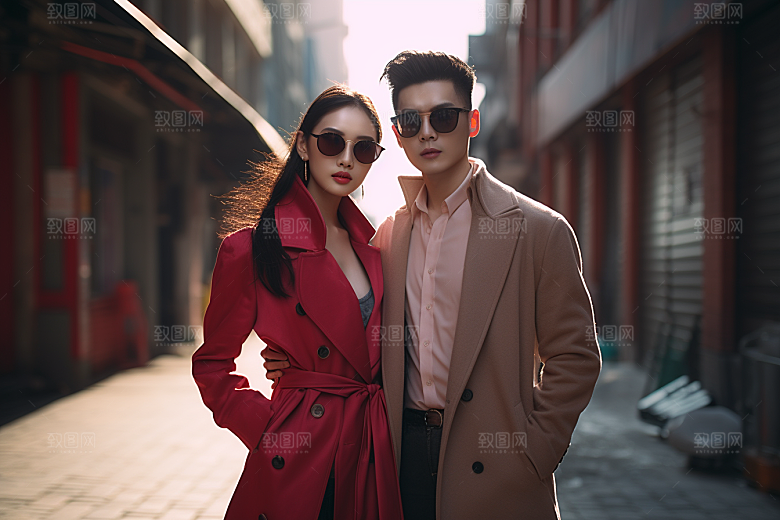 情侣肖像服装帅气广告摄影图