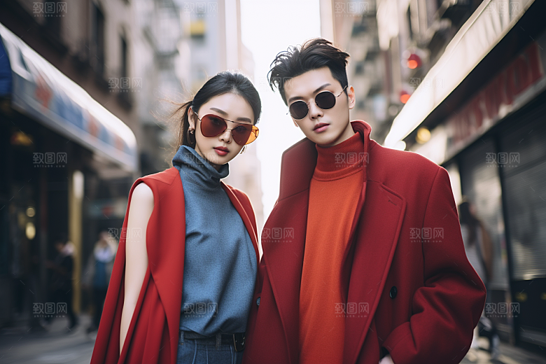 情侣肖像时尚服装广告摄影图