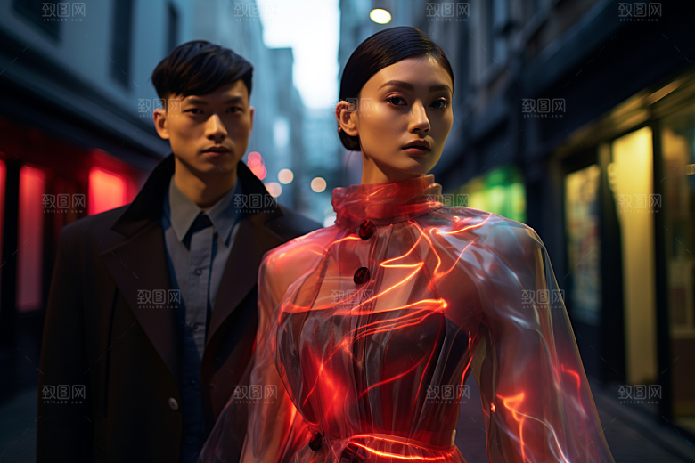 情侣肖像街拍高清广告摄影图