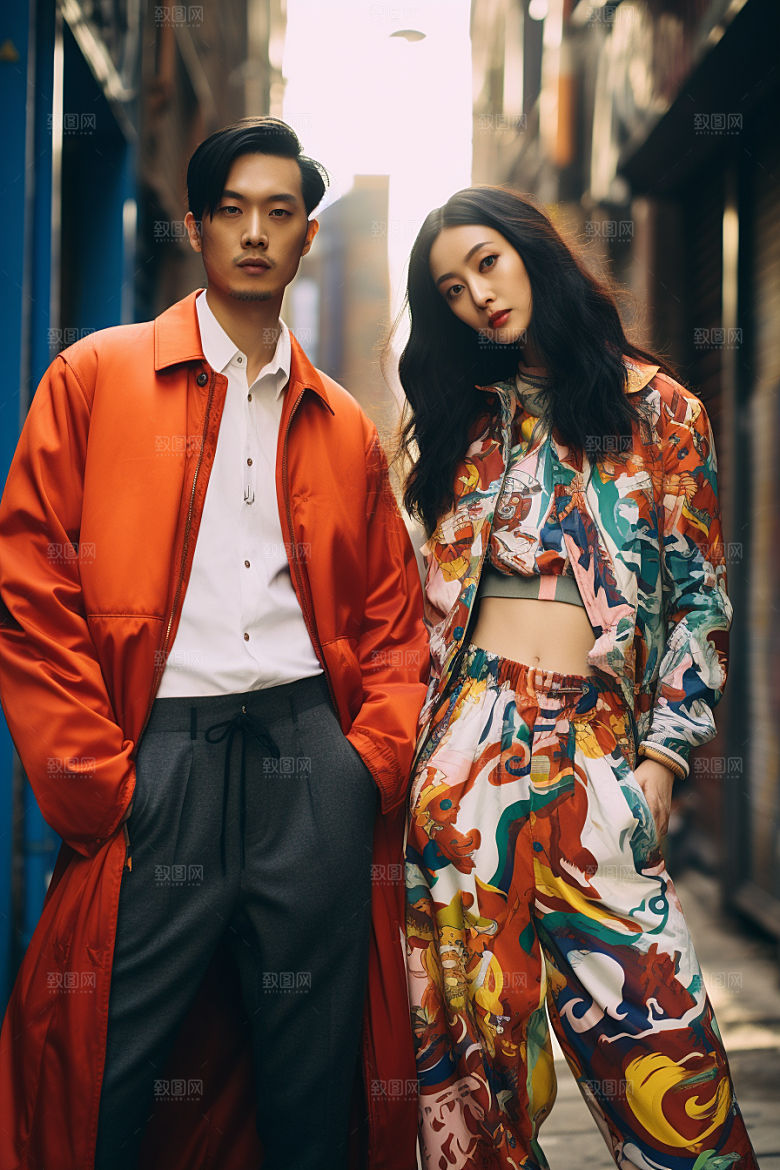 情侣肖像帅气服装广告摄影图