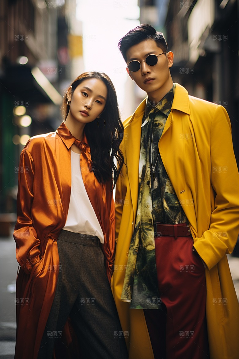 情侣肖像买家秀服装广告摄影图