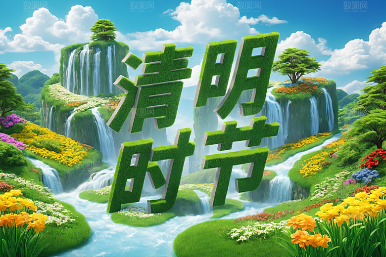 清明节高清立体艺术字