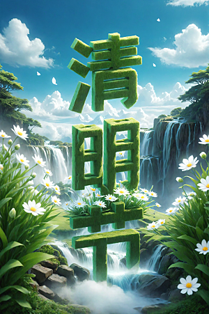 清明节高清3D艺术字