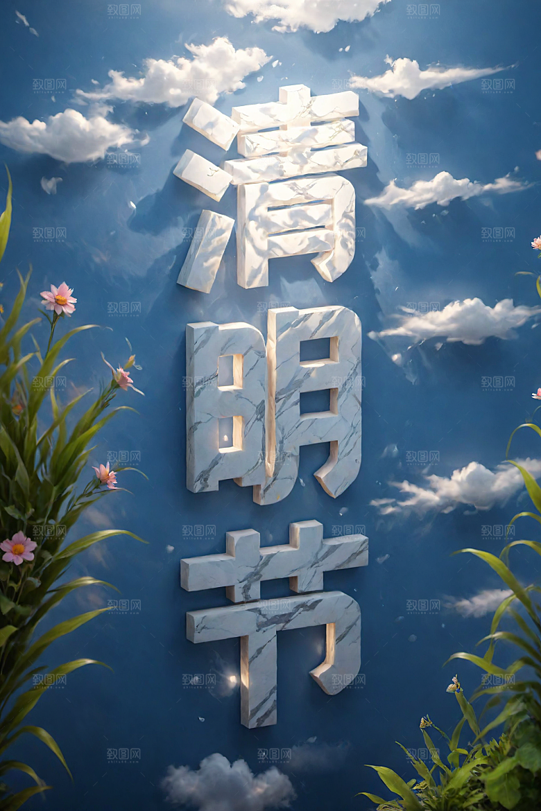 清明节彩色高清艺术字