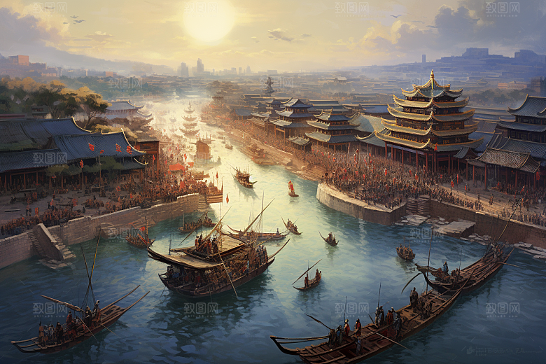 清明上河图风格历史古风插画