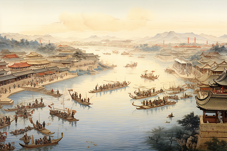 清明上河图风格历史古风插画