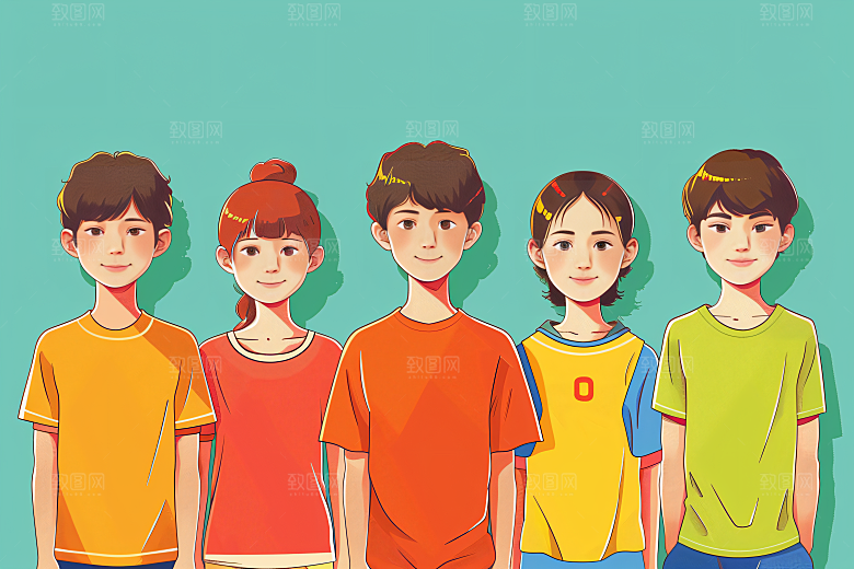 青年人物活力卡通插画