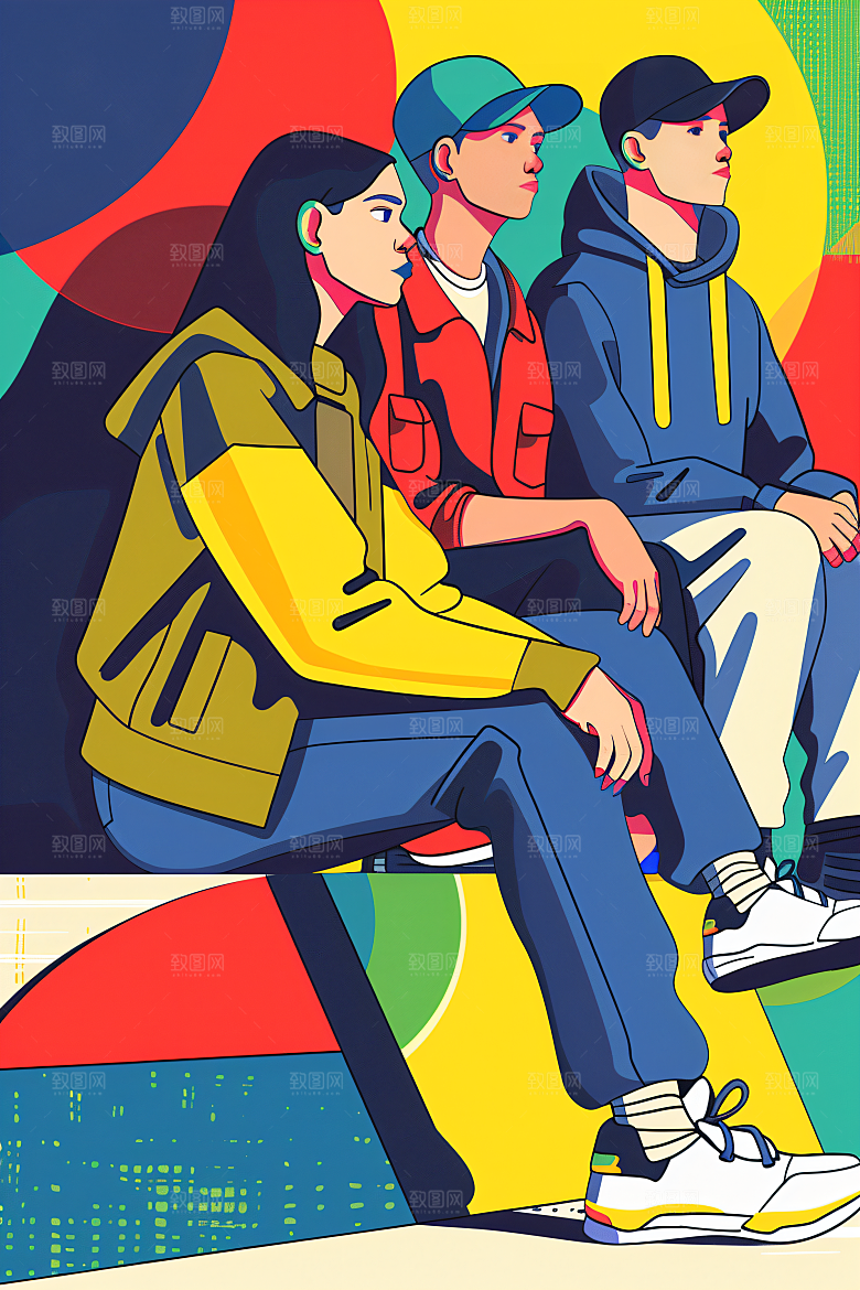 青年人物年轻人活力插画